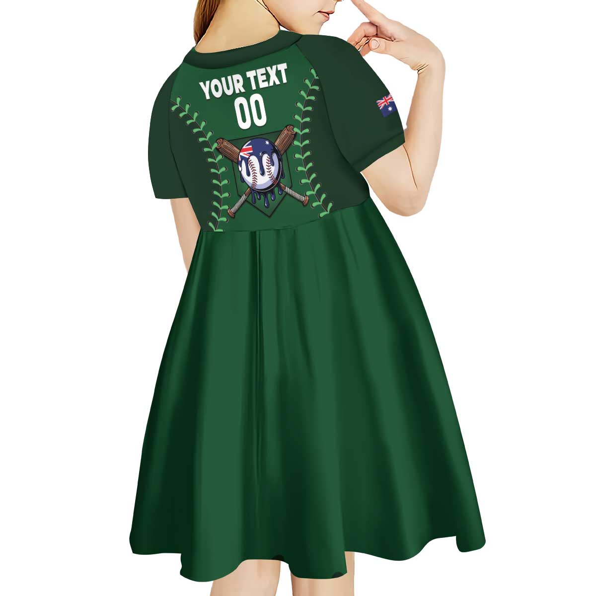 Australia 2026 Baseball Custom Kid Short Sleeve Dress Go Aussie Drip Style