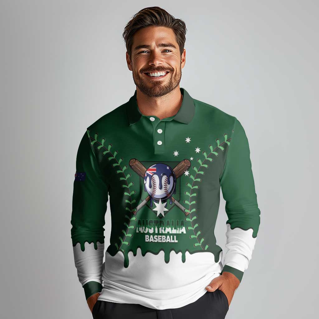 Australia 2026 Baseball Custom Long Sleeve Polo Shirt Go Aussie Drip Style
