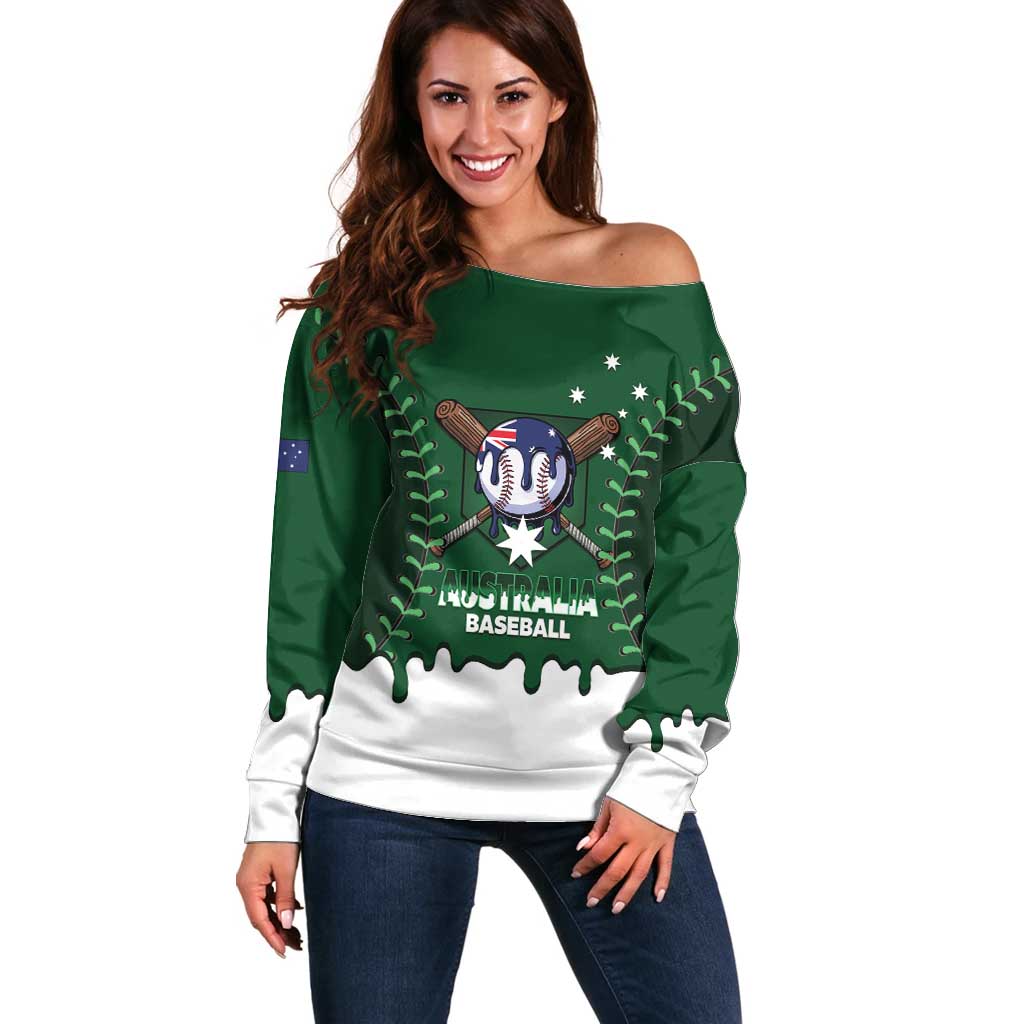 Australia 2026 Baseball Custom Off Shoulder Sweater Go Aussie Drip Style
