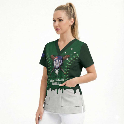 Australia 2026 Baseball Custom Scrub Top Go Aussie Drip Style