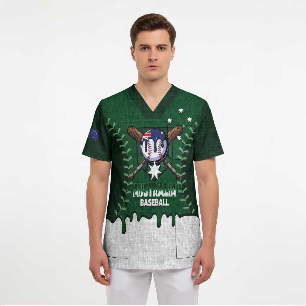 Australia 2026 Baseball Custom Scrub Top Go Aussie Drip Style