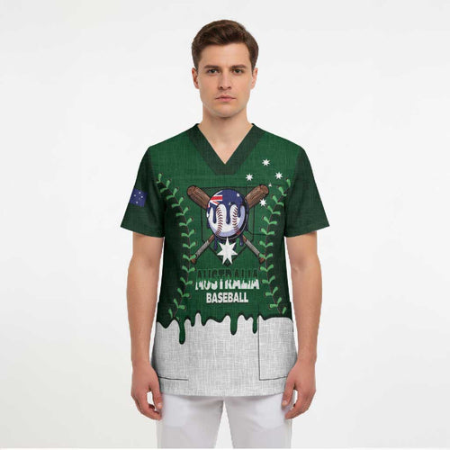 Australia 2026 Baseball Custom Scrub Top Go Aussie Drip Style