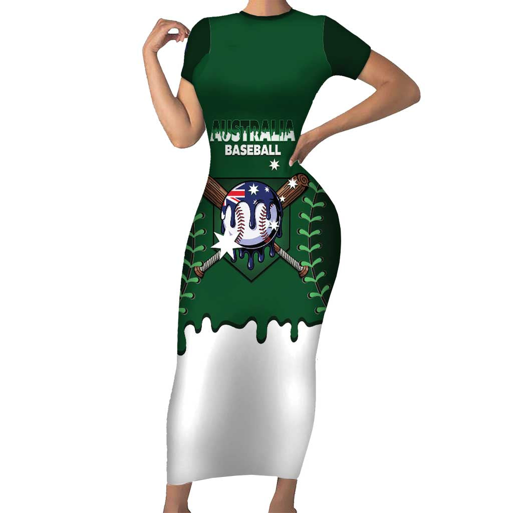 Australia 2026 Baseball Custom Short Sleeve Bodycon Dress Go Aussie Drip Style