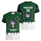 Australia 2026 Baseball Custom Women V-Neck T-Shirt Go Aussie Drip Style