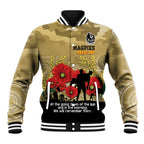 Custom Collingwood Football ANZAC Baseball Jacket Gallipoli Camouflage With Poppies