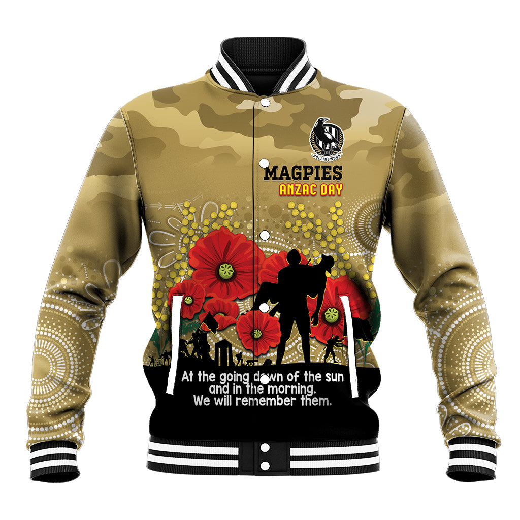 Custom Collingwood Football ANZAC Baseball Jacket Gallipoli Camouflage With Poppies