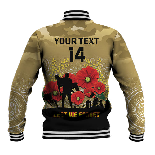 Custom Collingwood Football ANZAC Baseball Jacket Gallipoli Camouflage With Poppies