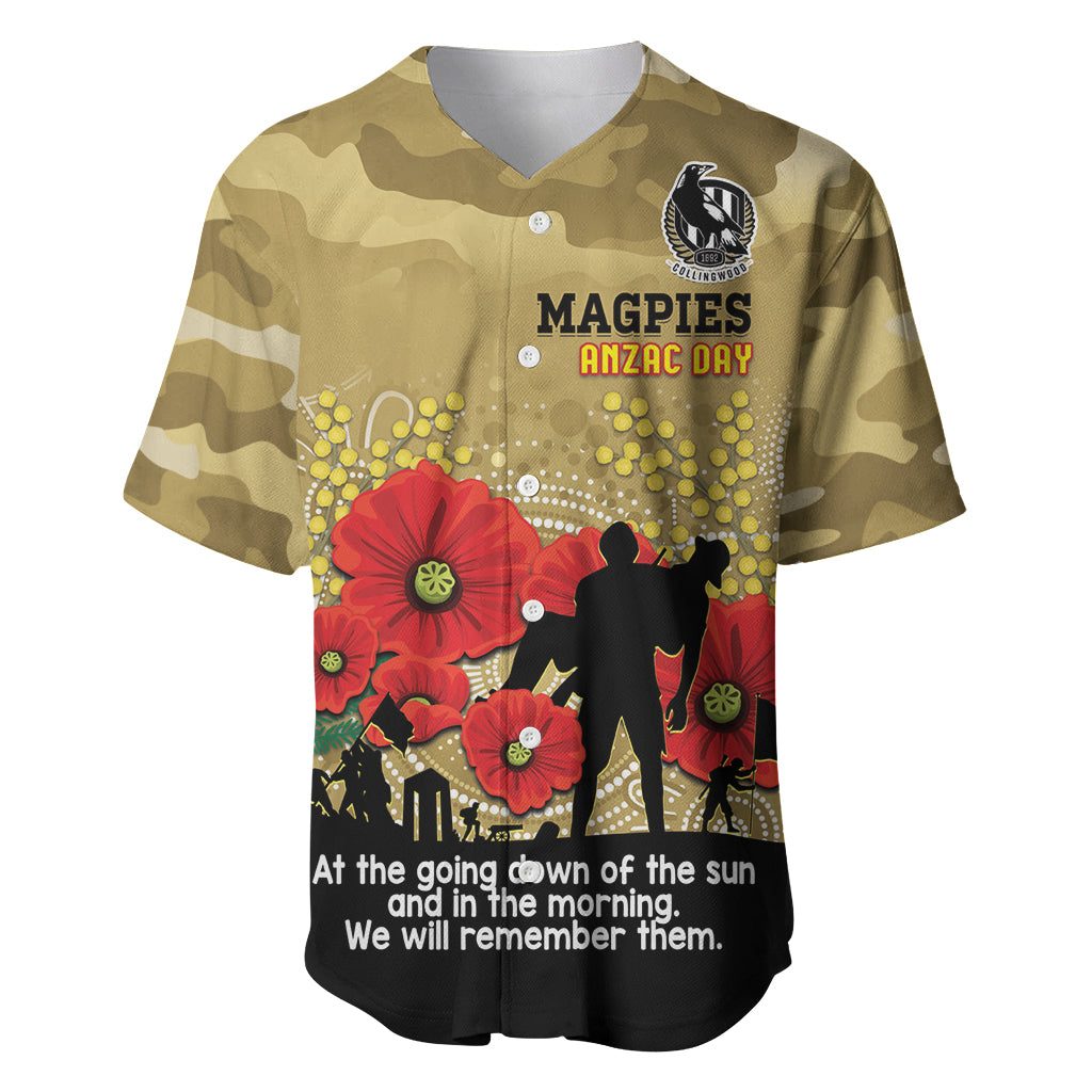 Custom Collingwood Football ANZAC Baseball Jersey Gallipoli Camouflage With Poppies