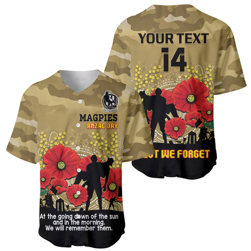 Custom Collingwood Football ANZAC Baseball Jersey Gallipoli Camouflage With Poppies