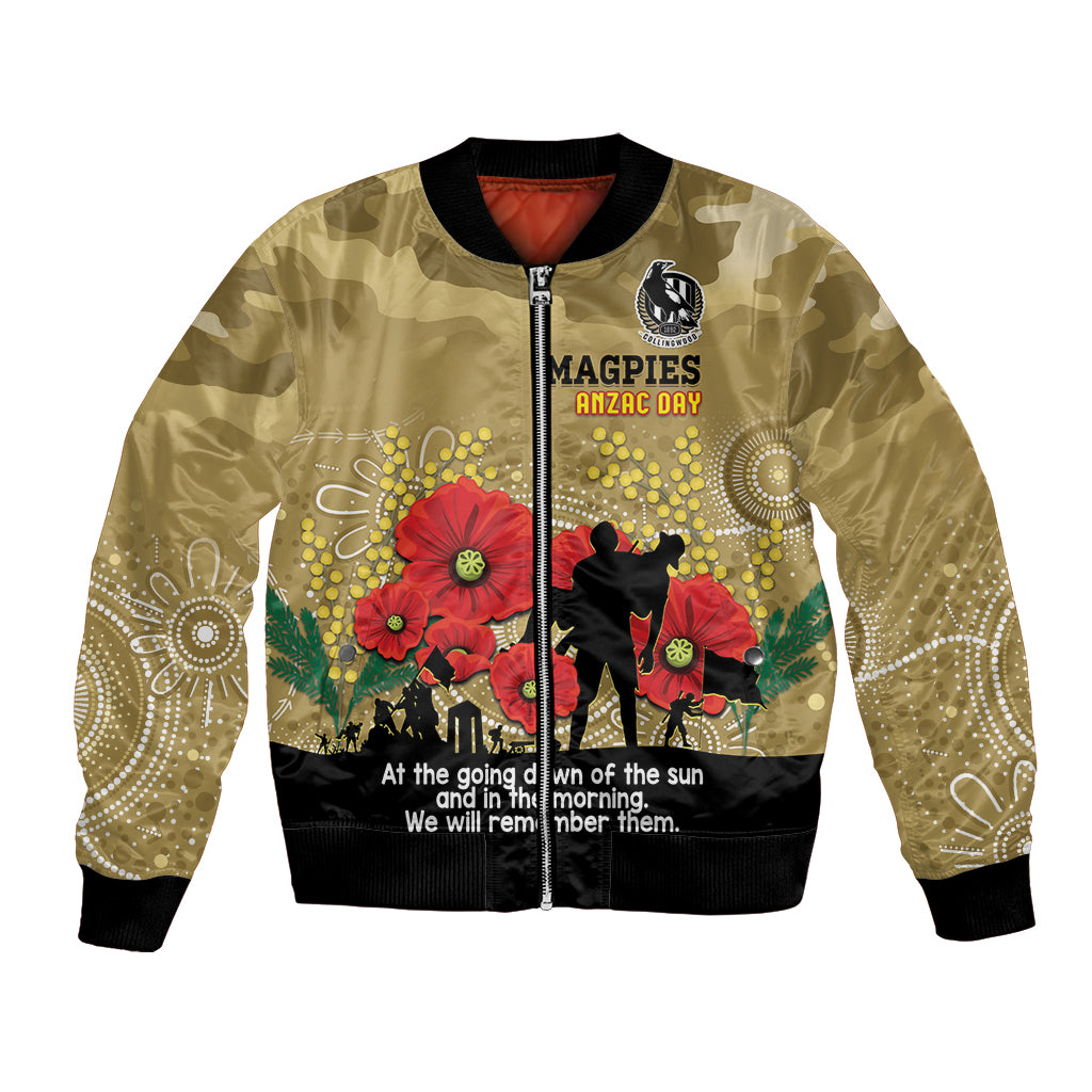 Custom Collingwood Football ANZAC Bomber Jacket Gallipoli Camouflage With Poppies