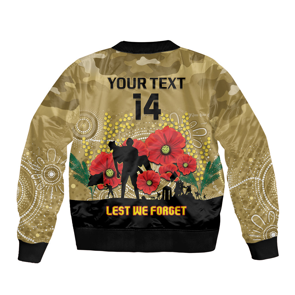 Custom Collingwood Football ANZAC Bomber Jacket Gallipoli Camouflage With Poppies