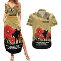 Custom Collingwood Football ANZAC Couples Matching Summer Maxi Dress and Hawaiian Shirt Gallipoli Camouflage With Poppies