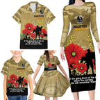 Custom Collingwood Football ANZAC Family Matching Long Sleeve Bodycon Dress and Hawaiian Shirt Gallipoli Camouflage With Poppies