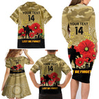 Custom Collingwood Football ANZAC Family Matching Long Sleeve Bodycon Dress and Hawaiian Shirt Gallipoli Camouflage With Poppies