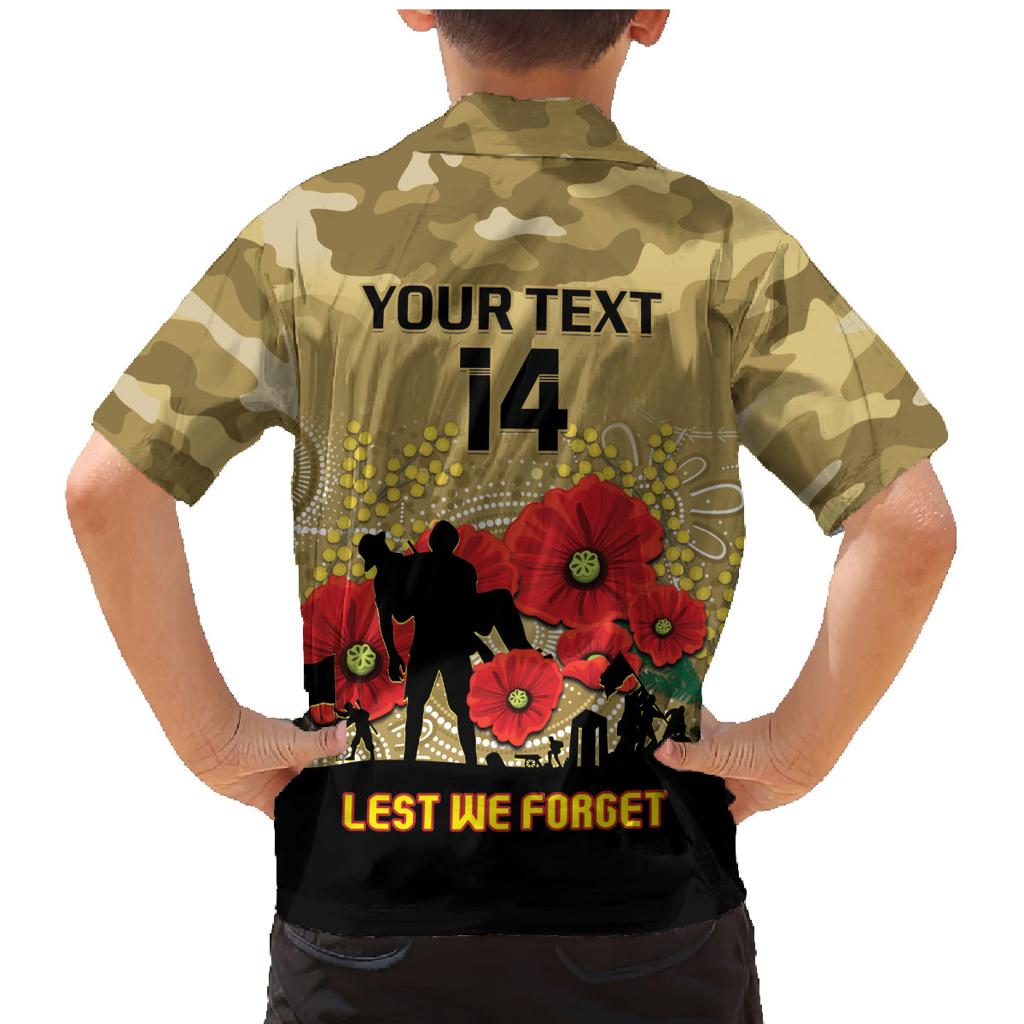 Custom Collingwood Football ANZAC Family Matching Mermaid Dress and Hawaiian Shirt Gallipoli Camouflage With Poppies