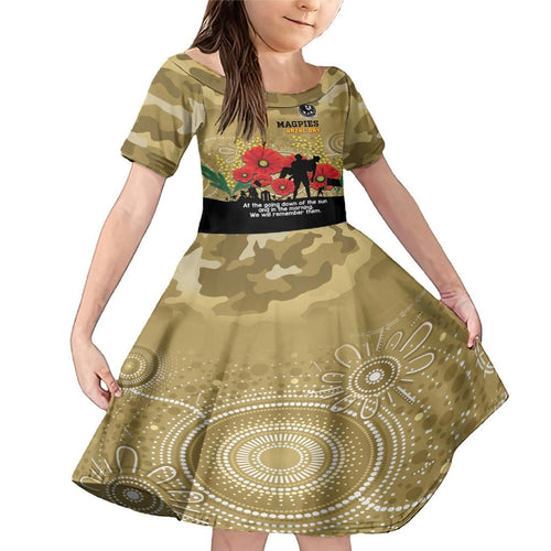 Custom Collingwood Football ANZAC Family Matching Mermaid Dress and Hawaiian Shirt Gallipoli Camouflage With Poppies