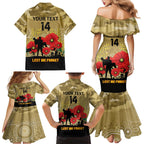 Custom Collingwood Football ANZAC Family Matching Mermaid Dress and Hawaiian Shirt Gallipoli Camouflage With Poppies