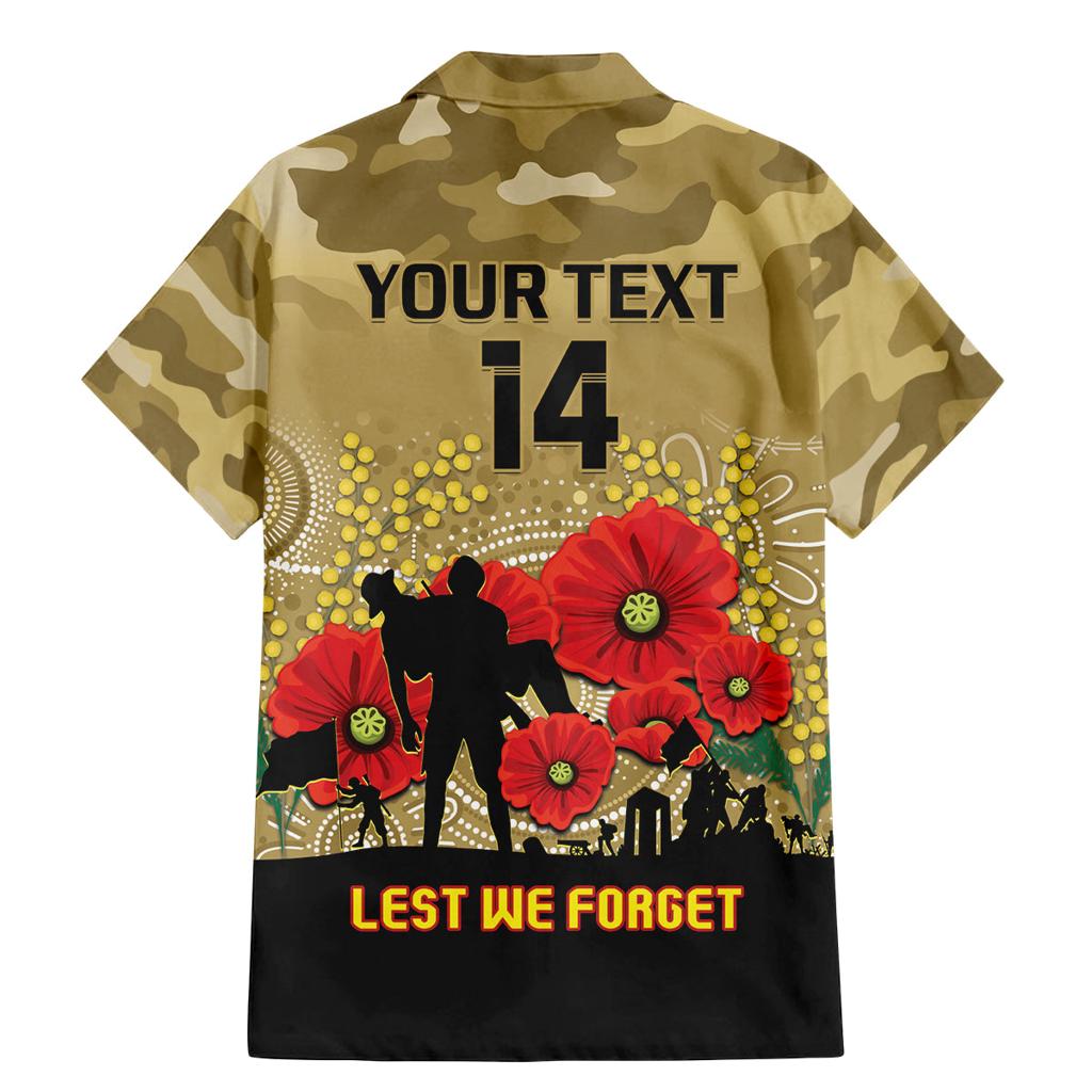 Custom Collingwood Football ANZAC Family Matching Mermaid Dress and Hawaiian Shirt Gallipoli Camouflage With Poppies