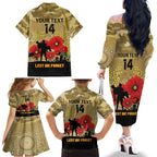 Custom Collingwood Football ANZAC Family Matching Off Shoulder Long Sleeve Dress and Hawaiian Shirt Gallipoli Camouflage With Poppies