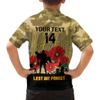 Custom Collingwood Football ANZAC Family Matching Off Shoulder Maxi Dress and Hawaiian Shirt Gallipoli Camouflage With Poppies