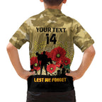 Custom Collingwood Football ANZAC Family Matching Short Sleeve Bodycon Dress and Hawaiian Shirt Gallipoli Camouflage With Poppies