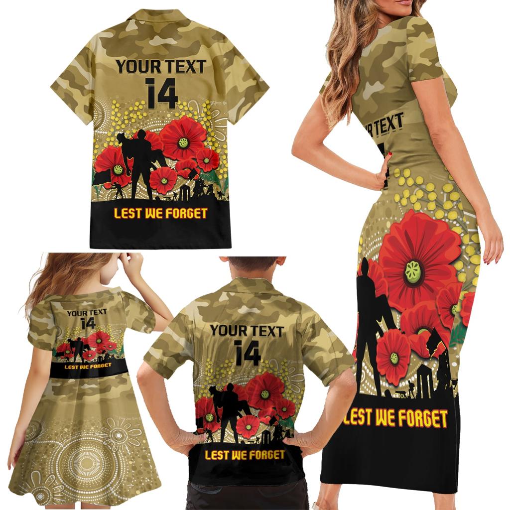 Custom Collingwood Football ANZAC Family Matching Short Sleeve Bodycon Dress and Hawaiian Shirt Gallipoli Camouflage With Poppies