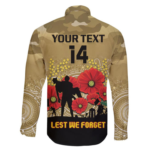 Custom Collingwood Football ANZAC Family Matching Short Sleeve Bodycon Dress and Hawaiian Shirt Gallipoli Camouflage With Poppies