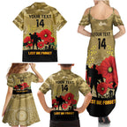 Custom Collingwood Football ANZAC Family Matching Summer Maxi Dress and Hawaiian Shirt Gallipoli Camouflage With Poppies