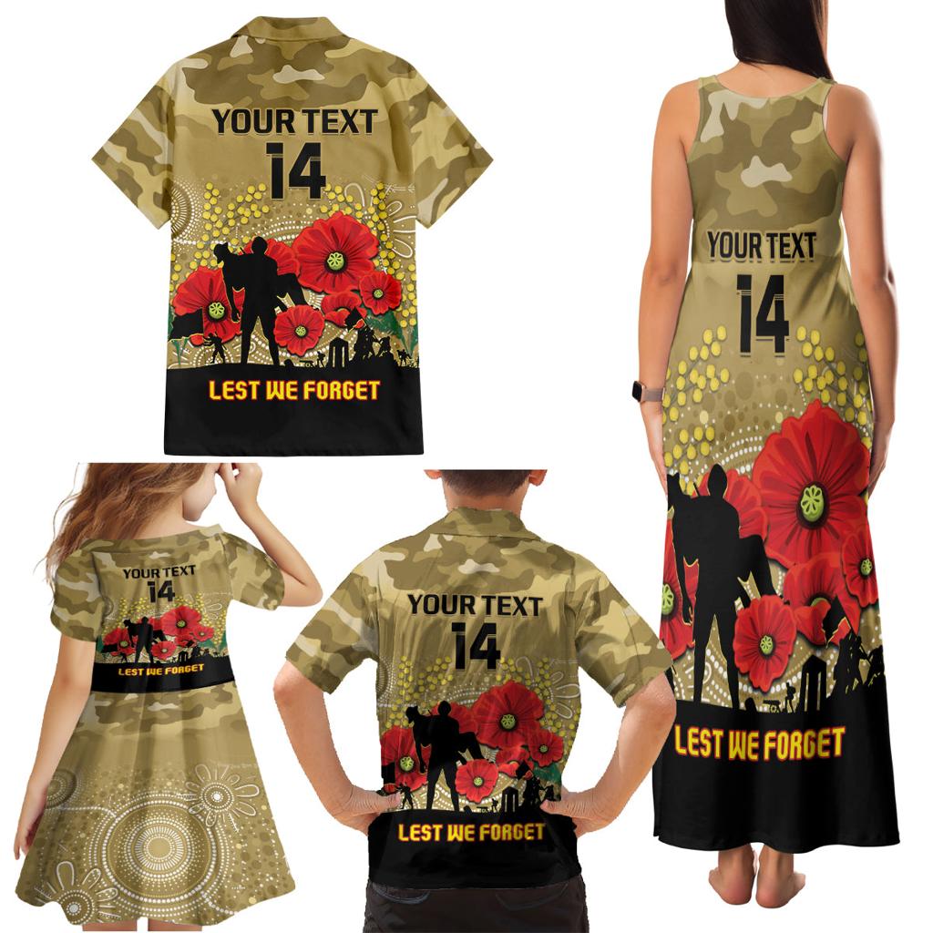Custom Collingwood Football ANZAC Family Matching Tank Maxi Dress and Hawaiian Shirt Gallipoli Camouflage With Poppies