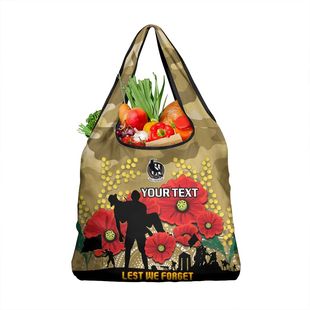 Custom Collingwood Football ANZAC Grocery Bag Gallipoli Camouflage With Poppies