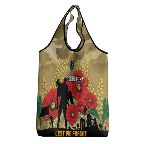 Custom Collingwood Football ANZAC Grocery Bag Gallipoli Camouflage With Poppies