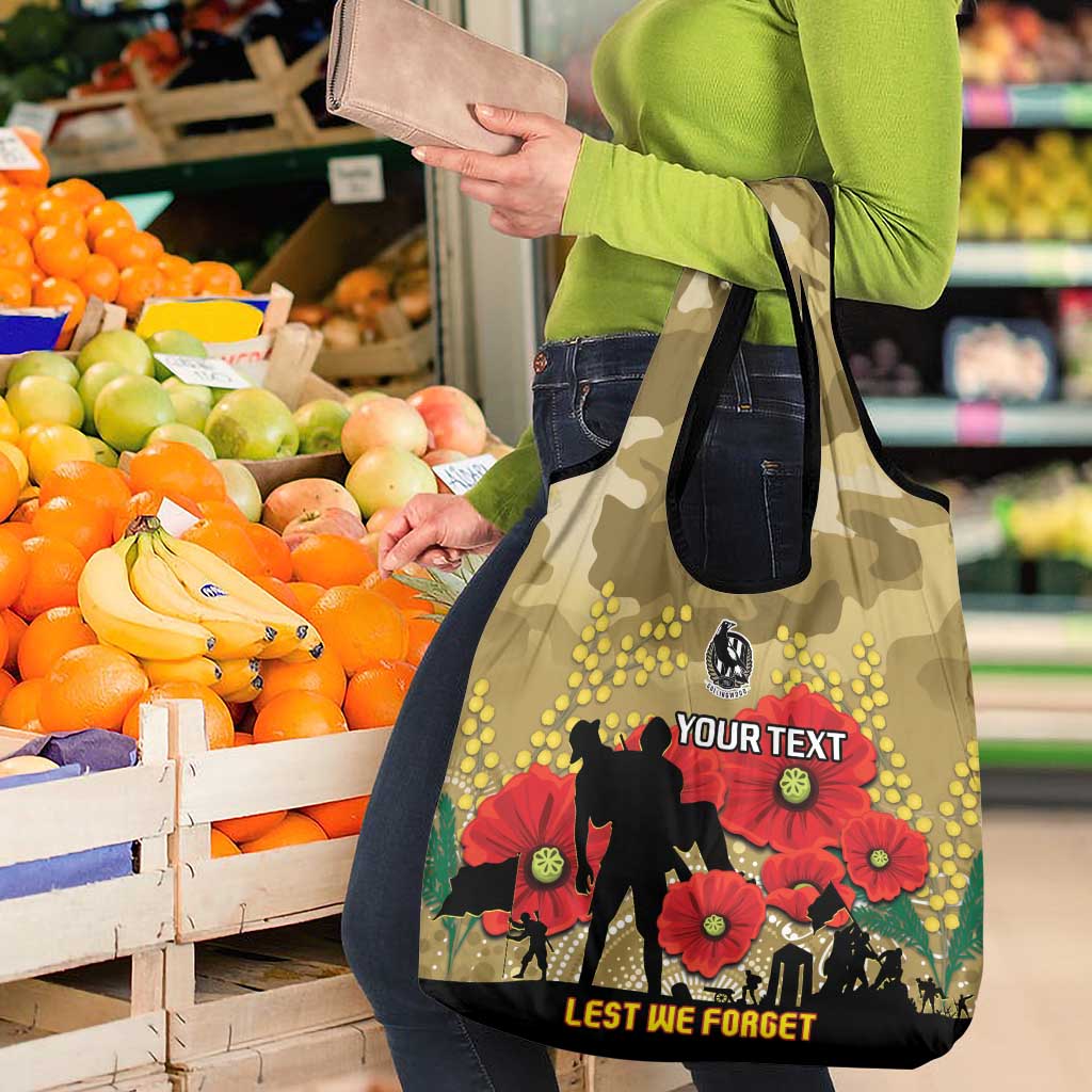 Custom Collingwood Football ANZAC Grocery Bag Gallipoli Camouflage With Poppies