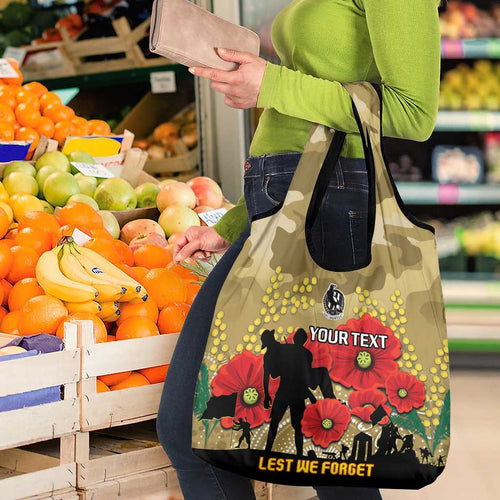 Custom Collingwood Football ANZAC Grocery Bag Gallipoli Camouflage With Poppies