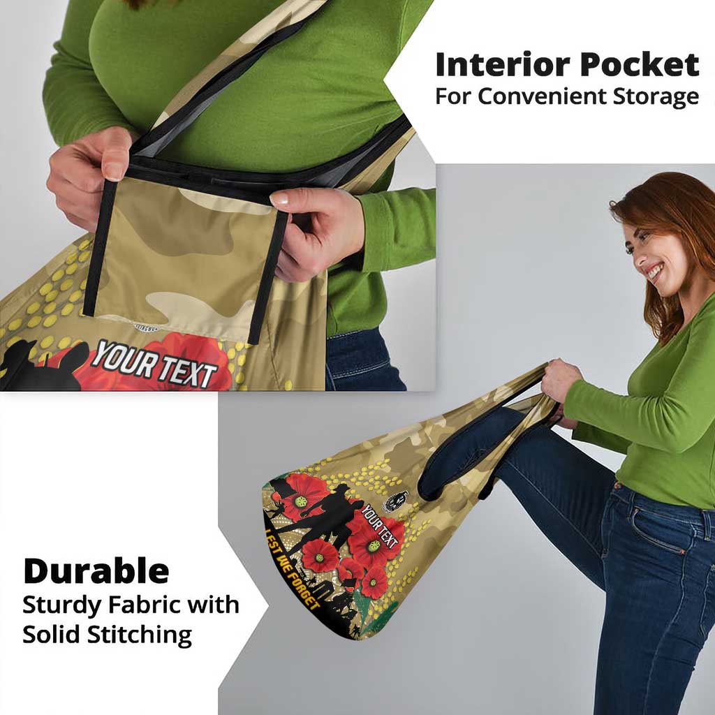 Custom Collingwood Football ANZAC Grocery Bag Gallipoli Camouflage With Poppies