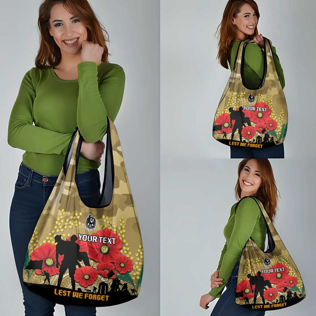 Custom Collingwood Football ANZAC Grocery Bag Gallipoli Camouflage With Poppies