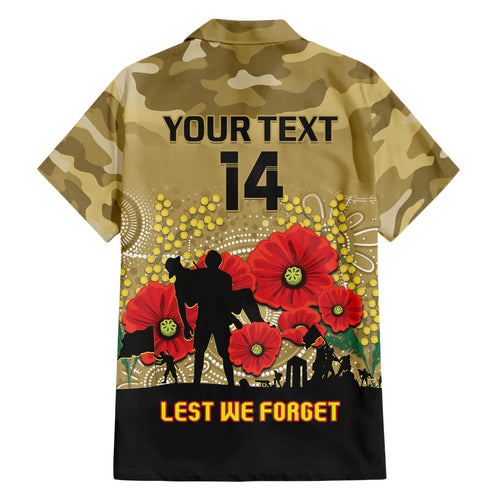 Custom Collingwood Football ANZAC Hawaiian Shirt Gallipoli Camouflage With Poppies
