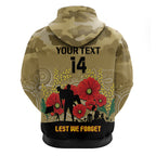 Custom Collingwood Football ANZAC Hoodie Gallipoli Camouflage With Poppies