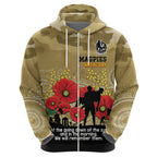 Custom Collingwood Football ANZAC Hoodie Gallipoli Camouflage With Poppies