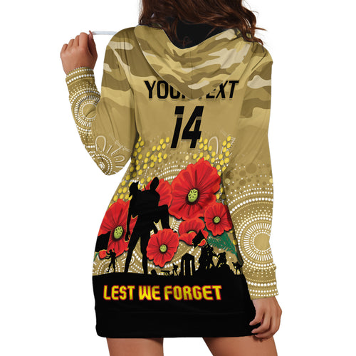 Custom Collingwood Football ANZAC Hoodie Dress Gallipoli Camouflage With Poppies