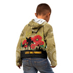Custom Collingwood Football ANZAC Kid Hoodie Gallipoli Camouflage With Poppies