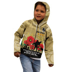 Custom Collingwood Football ANZAC Kid Hoodie Gallipoli Camouflage With Poppies