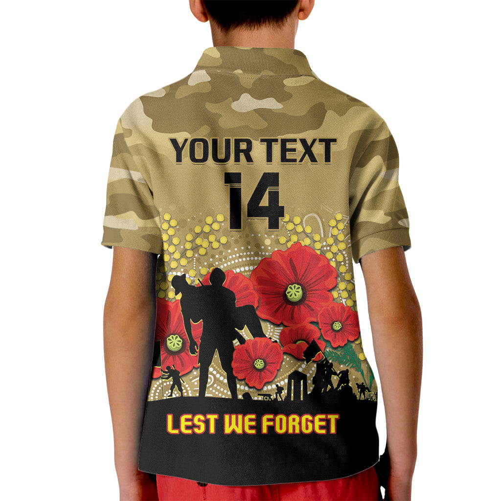 Custom Collingwood Football ANZAC Kid Polo Shirt Gallipoli Camouflage With Poppies