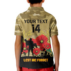 Custom Collingwood Football ANZAC Kid Polo Shirt Gallipoli Camouflage With Poppies