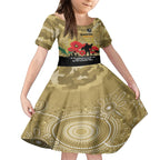 Custom Collingwood Football ANZAC Kid Short Sleeve Dress Gallipoli Camouflage With Poppies