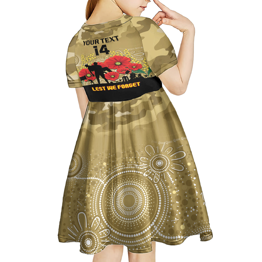Custom Collingwood Football ANZAC Kid Short Sleeve Dress Gallipoli Camouflage With Poppies