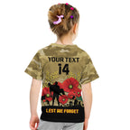 Custom Collingwood Football ANZAC Kid T Shirt Gallipoli Camouflage With Poppies