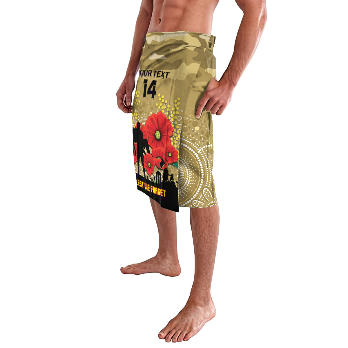 Custom Collingwood Football ANZAC Lavalava Gallipoli Camouflage With Poppies