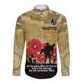 Custom Collingwood Football ANZAC Long Sleeve Button Shirt Gallipoli Camouflage With Poppies