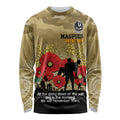 Custom Collingwood Football ANZAC Long Sleeve Shirt Gallipoli Camouflage With Poppies