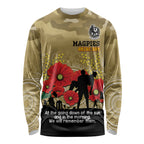 Custom Collingwood Football ANZAC Long Sleeve Shirt Gallipoli Camouflage With Poppies